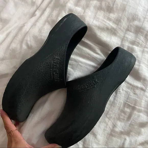 🍄 Birkenstock Black Croc Style Slip On Shoes