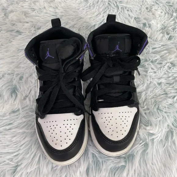- Nike KIDS' TODDLER JORDAN 1 MID CASUAL SHOES 13c Purple/white/blackJo…