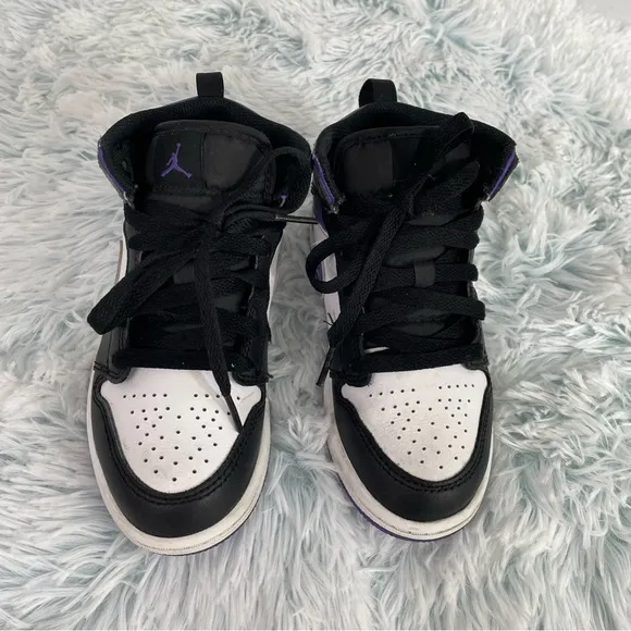 - Nike KIDS' TODDLER JORDAN 1 MID CASUAL SHOES 13c Purple/white/blackJo…