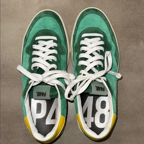 😎 P448 Green and Yellow Men's Sneakers