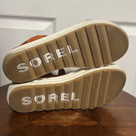 🔥🔥 SOREL Womens Cameron Flatform Orange Ankle Strap Sandals Sz 10 - EUC