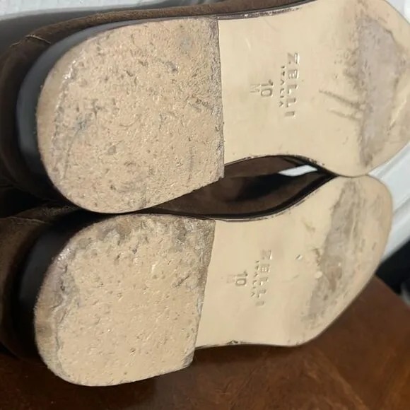 🔥🔥 ZELLI By Steven Giles Tasca Suede Penny Loafers Café - Men Sz 10M - EUC