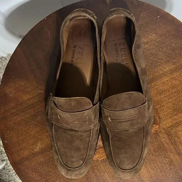 🔥🔥 ZELLI By Steven Giles Tasca Suede Penny Loafers Café - Men Sz 10M - EUC