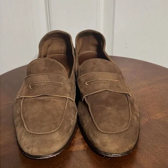 🔥🔥 ZELLI By Steven Giles Tasca Suede Penny Loafers Café - Men Sz 10M - EUC