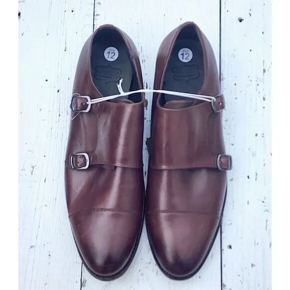 $180 Thursday Saint Brown Monk Strap Double Buckle Loafer Shoes Men US 12 EU 46