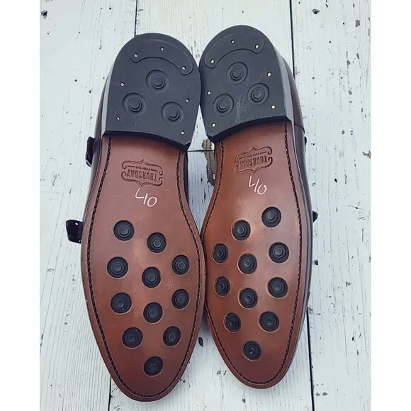 $180 Thursday Saint Brown Monk Strap Double Buckle Loafer Shoes Men US 12 EU 46