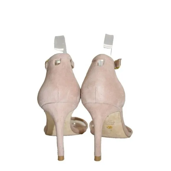 $475 STUART WEITZMAN NUNAKED STRAP SANDAL SUEDE DOLCE TAUPE NUDIST 8 (2) (DB12)