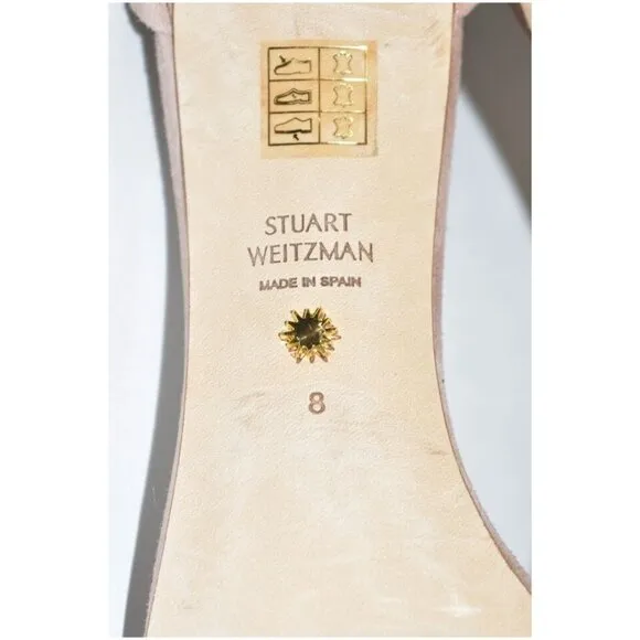 $475 STUART WEITZMAN NUNAKED STRAP SANDAL SUEDE DOLCE TAUPE NUDIST 8 (2) (DB12)