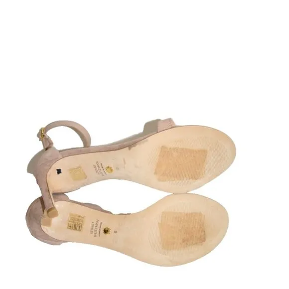 $475 STUART WEITZMAN NUNAKED STRAP SANDAL SUEDE DOLCE TAUPE NUDIST 8 (2) (DB12)