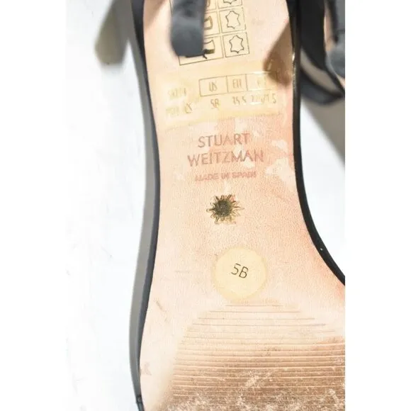 $550 STUART WEITZMAN Nudistcurve Ankle Strap Sandal LEATHER BLACK 5 (DB18)