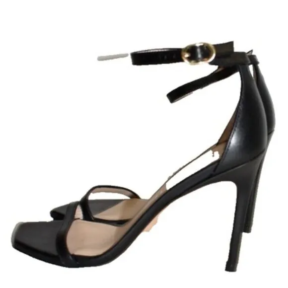 $550 STUART WEITZMAN Nudistcurve Ankle Strap Sandal LEATHER BLACK 5 (DB18)