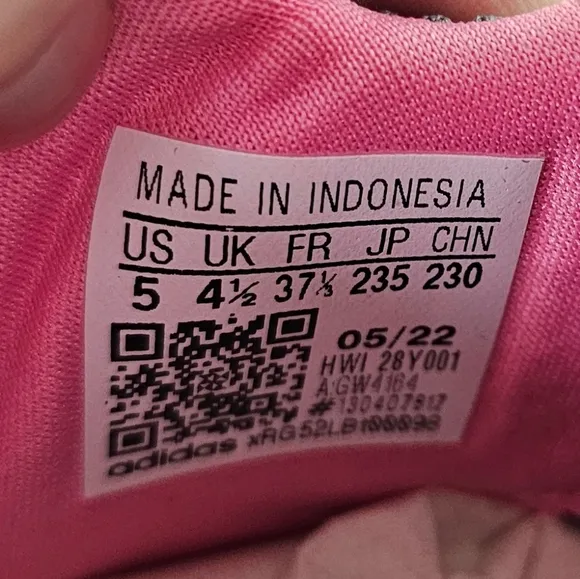 Adidas Big Kid Lite Racer Adapt 5.0K Running Shoes GRAY PINK sz 5
