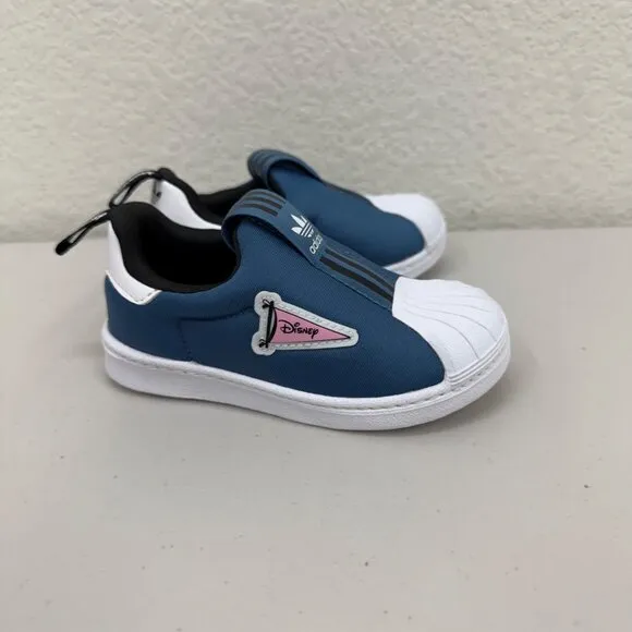 Adidas Disney Superstar 360 Blue Slip On No Tie Sneakers Shoes Toddler size 7