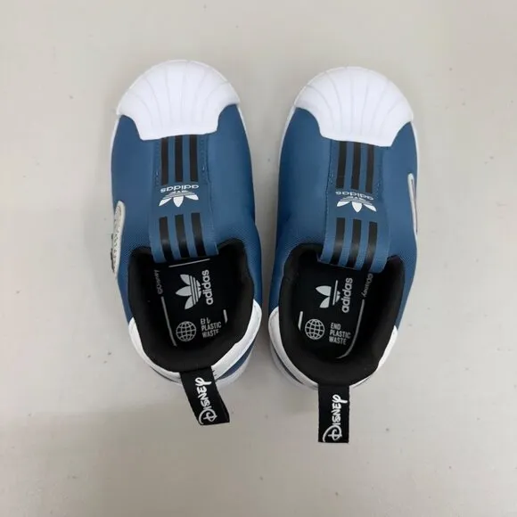 Adidas Disney Superstar 360 Blue Slip On No Tie Sneakers Shoes Toddler size 7