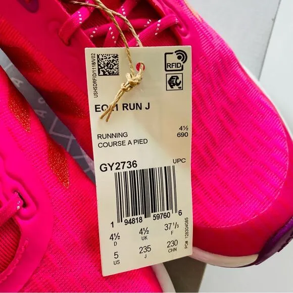 Adidas | EQ21 Run Running Shoes NWT Youth 5 Neon Pink