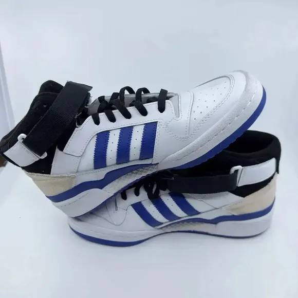 Adidas Forum Mid Sneaker Basketball Shoes White Black Blue Size 10 FY6819