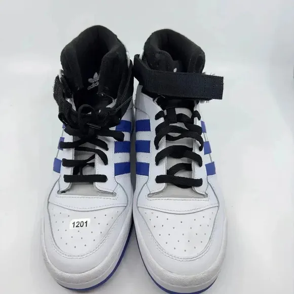 Adidas Forum Mid Sneaker Basketball Shoes White Black Blue Size 10 FY6819