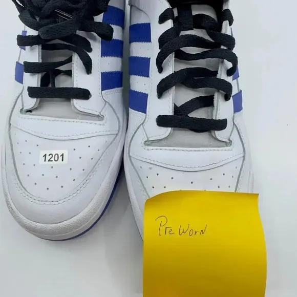 Adidas Forum Mid Sneaker Basketball Shoes White Black Blue Size 10 FY6819
