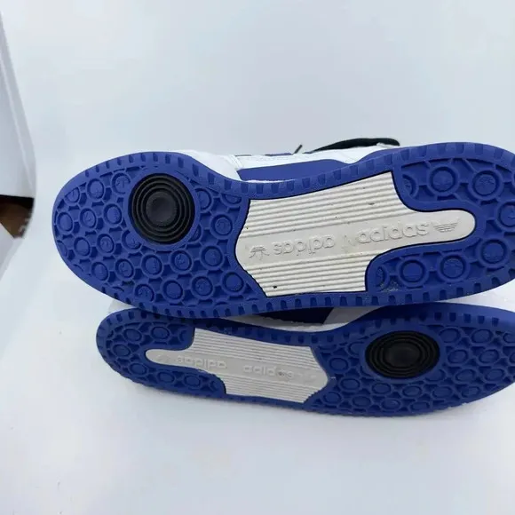 Adidas Forum Mid Sneaker Basketball Shoes White Black Blue Size 10 FY6819