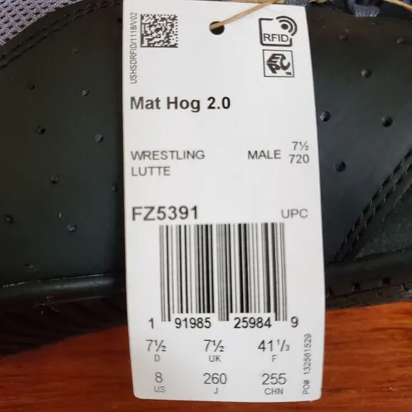 Adidas Mat Hog 2.0 Wrestling Shoes Men Sz 8 Black FZ5391 New‎