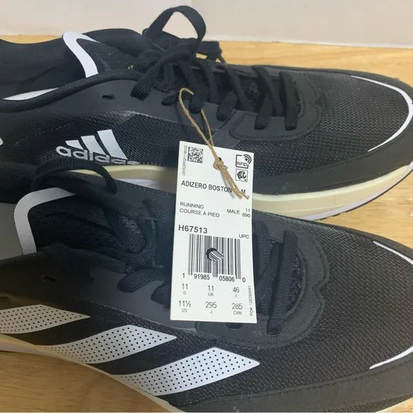 adidas Mens ADIZERO Boston 10 M Black White Running Shoes Size‎ 11.5