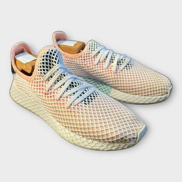 Adidas Men's Deerupt Runner CQ2624 Pink White Running Shoes Sneakers Size 9.5