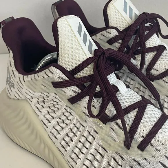 Adidas Men’s White Maroon Alphabounce  Athletic Sneakers Shoes Size 12
