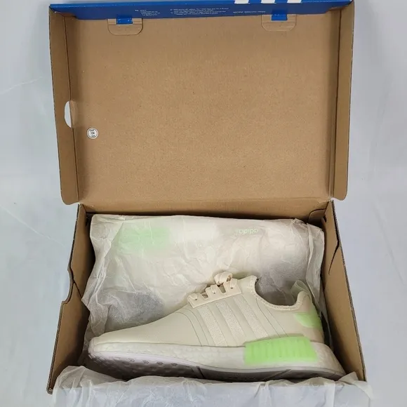 Adidas Originals NMD_R1 Women's White Green  Running Sneaker Shoes Sz 9.5 NIB