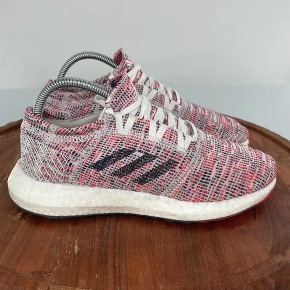 Adidas Pure Boost GO Running Shoes Womens 7 Sneakers Grey Red Purple