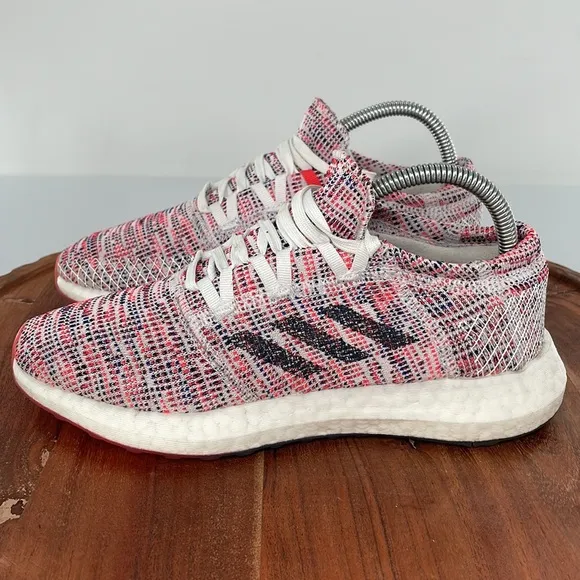 Adidas Pure Boost GO Running Shoes Womens 7 Sneakers Grey Red Purple