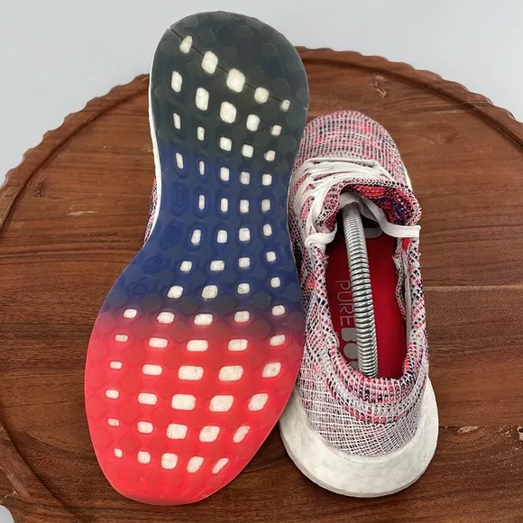 Adidas Pure Boost GO Running Shoes Womens 7 Sneakers Grey Red Purple