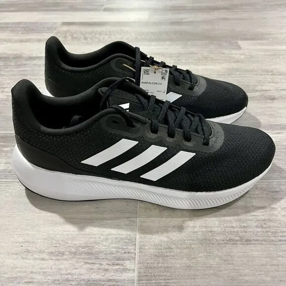 Adidas RunFalcon 3.0 Athletic Running Shoes Black White HQ3790 Men's Size 11.5‎