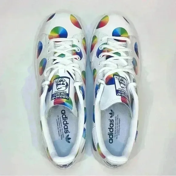 Adidas Stan Smith Color Wheel Art Prism Leather Shoes | Rainbow | SZ 10.5 |Pride