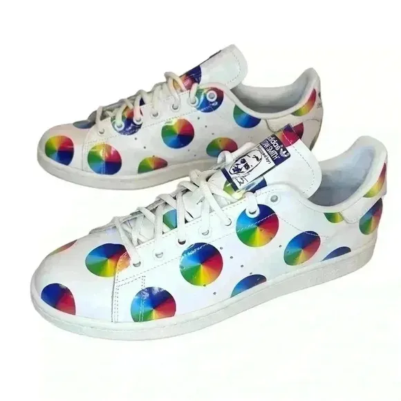 Adidas Stan Smith Color Wheel Art Prism Leather Shoes | Rainbow | SZ 10.5 |Pride