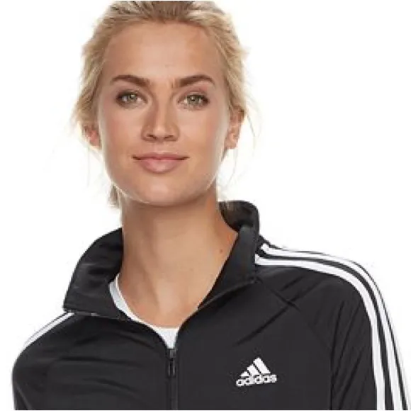 Adidas Track Jacket Lightweight Athletic Jacket Black White Stripes Size 1X