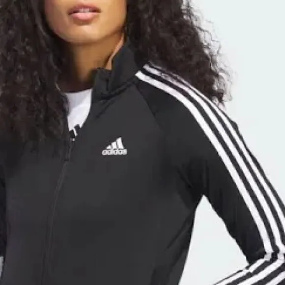 Adidas Track Jacket Lightweight Athletic Jacket Black White Stripes Size 1X