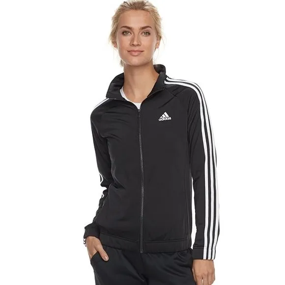 Adidas Track Jacket Lightweight Athletic Jacket Black White Stripes Size 1X