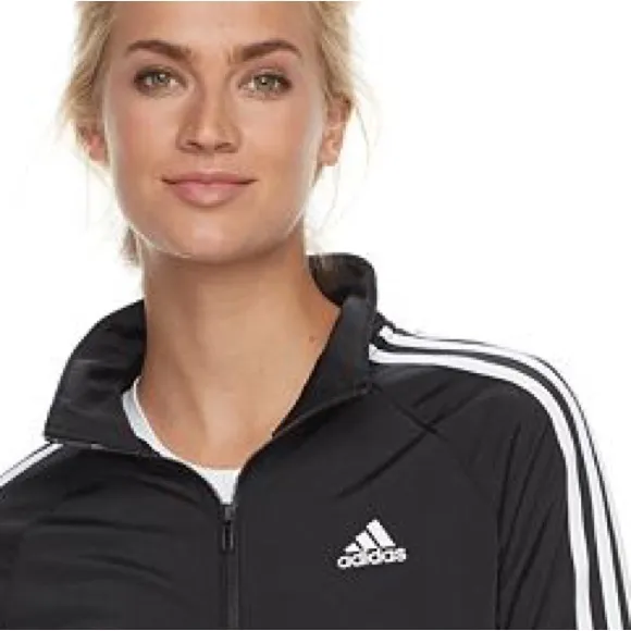 Adidas Track Jacket Lightweight Athletic Jacket Black White Stripes Size 1X