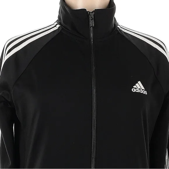 Adidas Track Jacket Lightweight Athletic Jacket Black White Stripes Size 1X