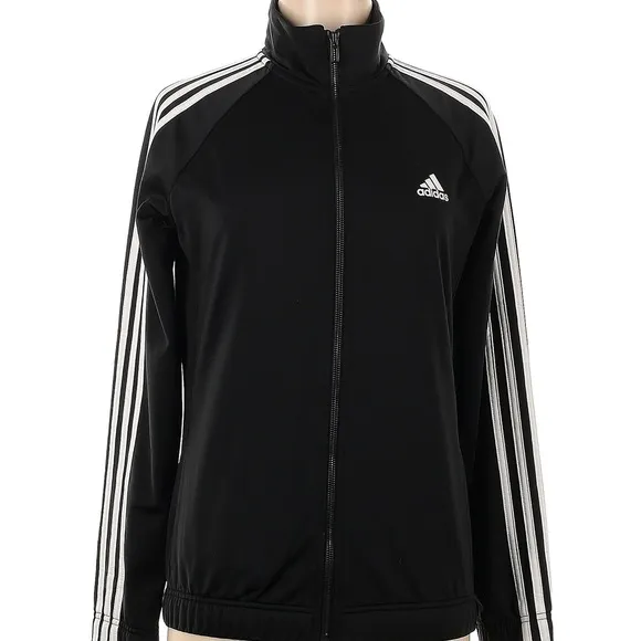 Adidas Track Jacket Lightweight Athletic Jacket Black White Stripes Size 1X