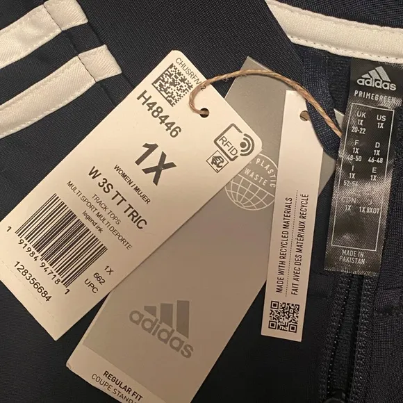 Adidas Track Jacket Lightweight Athletic Jacket Black White Stripes Size 1X