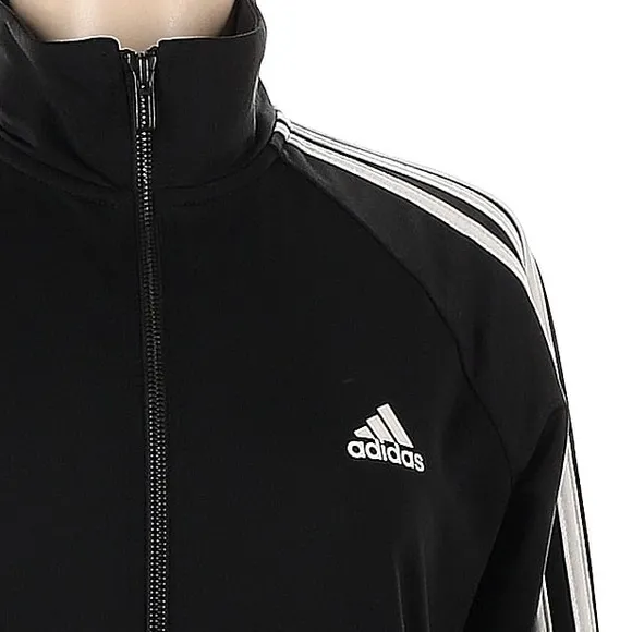 Adidas Track Jacket Lightweight Athletic Jacket Black White Stripes Size 1X