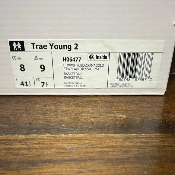 Adidas Trae Young 2 Casual Basketball Shoes Black White H06477 Mens Size 8