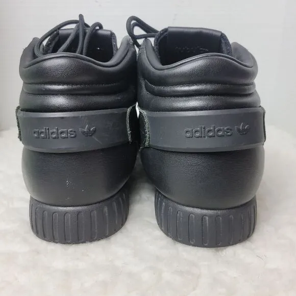Adidas Tubular Invader Strap Men Size 12 Shoes Black Leather Sneakers BW0871