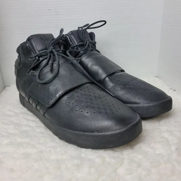 Adidas Tubular Invader Strap Men Size 12 Shoes Black Leather Sneakers BW0871