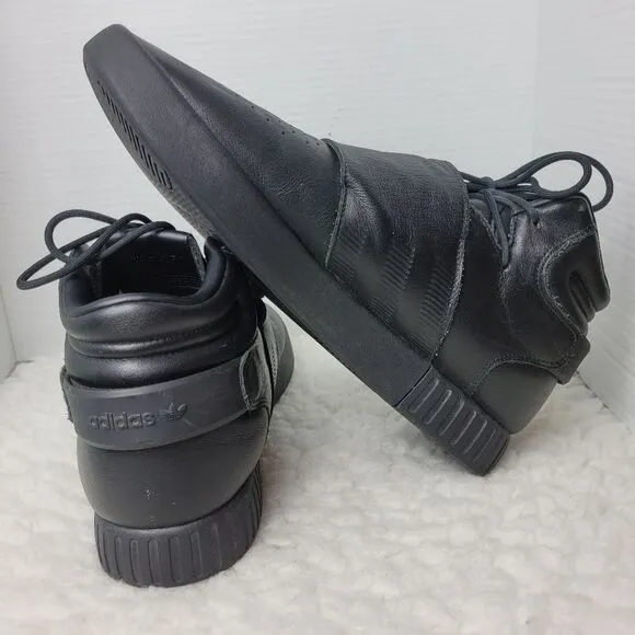 Adidas Tubular Invader Strap Men Size 12 Shoes Black Leather Sneakers BW0871