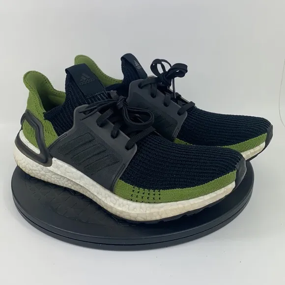 Adidas Ultraboost 19 Tech Green/Black Running Shoes G27511 Men's Size 9.5