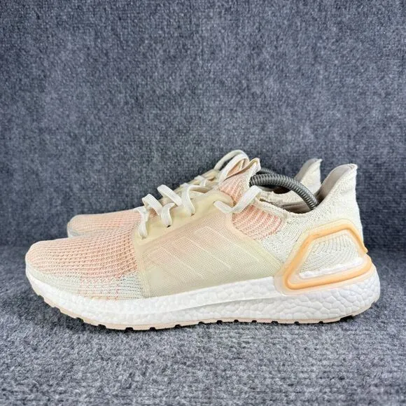 Adidas Ultraboost 19 Shoes Womens 11.5 White Orange Glow Athletic Running