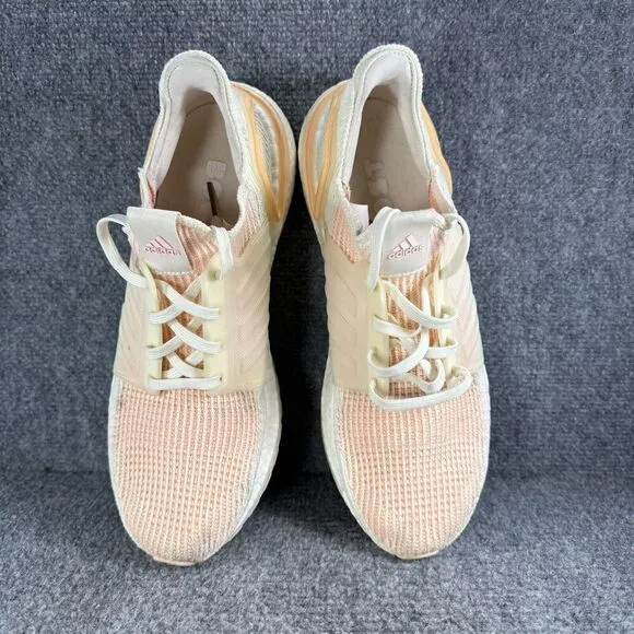 Adidas Ultraboost 19 Shoes Womens 11.5 White Orange Glow Athletic Running
