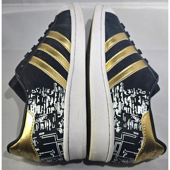 Adidas Women's Superstar Star Wars Death Star Black/White /Gold Sneaker Size 5